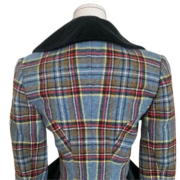 Vintage 90s VIVIENNE WESTWOOD F/W 1994 Wool Tartan Plaid Jacket Velvet Trim Orb - Picture 5 of 12
